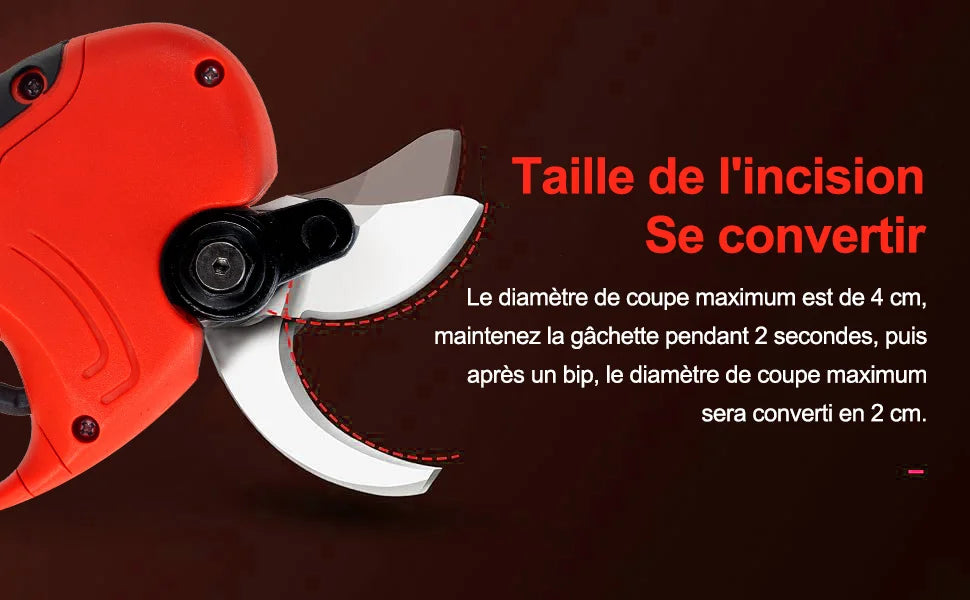 OUTIGO Sécateur Électrique à Fil, 40mm, avec Écran et 2 Batteries 3.0Ah pour Arbres Fruitier et Vignobles