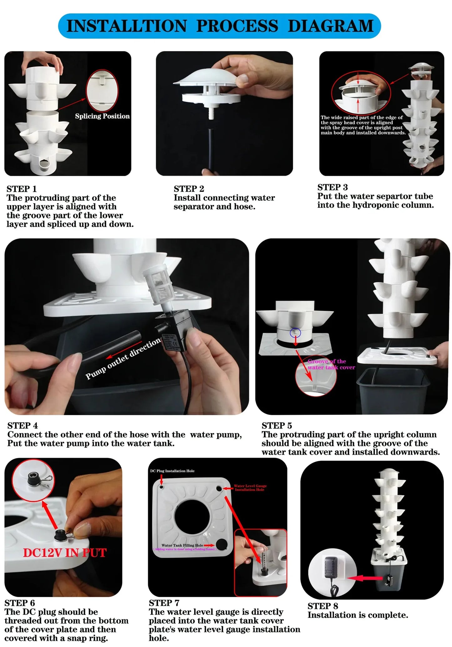 Système de Culture Hydroponique Mini Indoor/Outdoor - Jardin Vertical à 6 Niveaux, 30 Trous pour Herbes, Légumes et Plantes