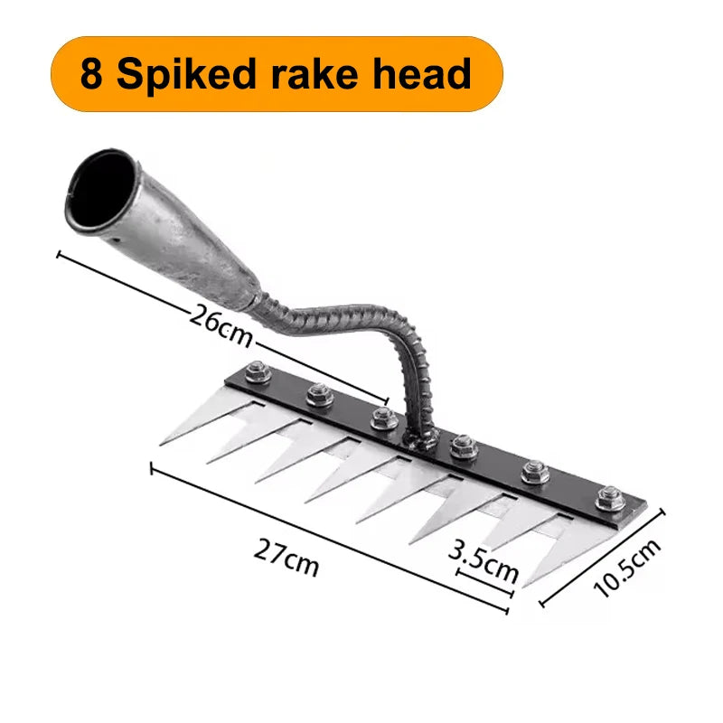 Houe de Jardin en Fer à 5/6/7/8 Dents Outil de Désherbage Râteau Outil de Ferme pour Saisir, Ratisser et Aérer le Sol Outil de Clou Artéfact Outil de Charrue de Ferme