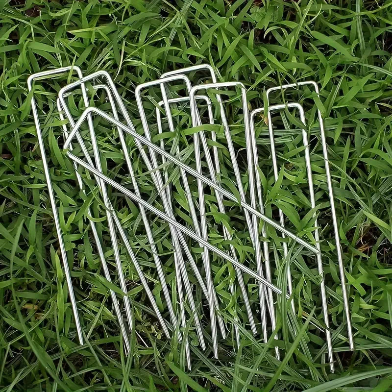 U-type Garden Staples Heavy-duty Fence Tubing Stakes Sod Pins Galvanized Landscape Spike for Holding Lawns Barrier Ground Nail