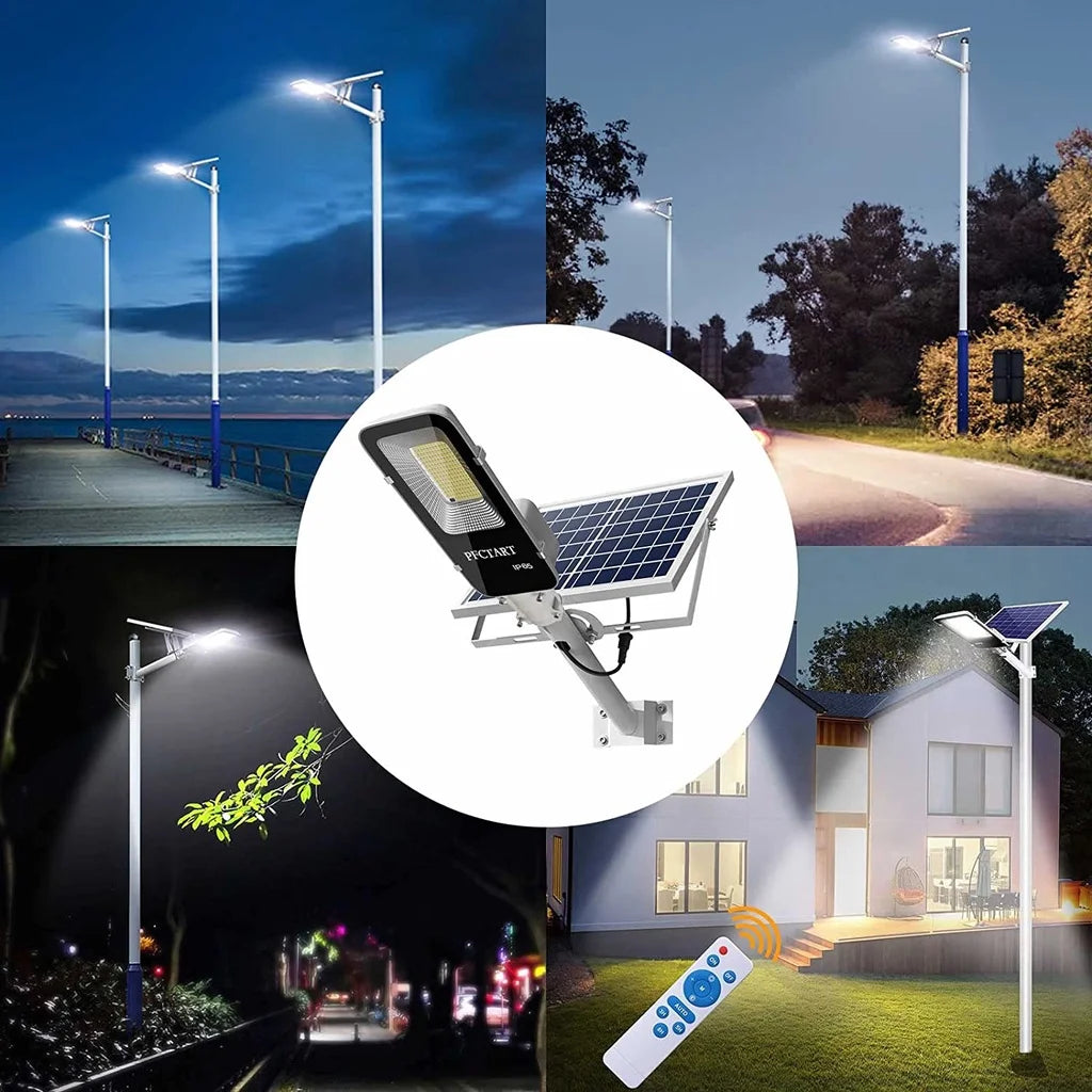 Super bright solar street lamp outdoor road lamp 6000mah, 7500K, IP65 waterproof, remote control, garden, playground, terrace.