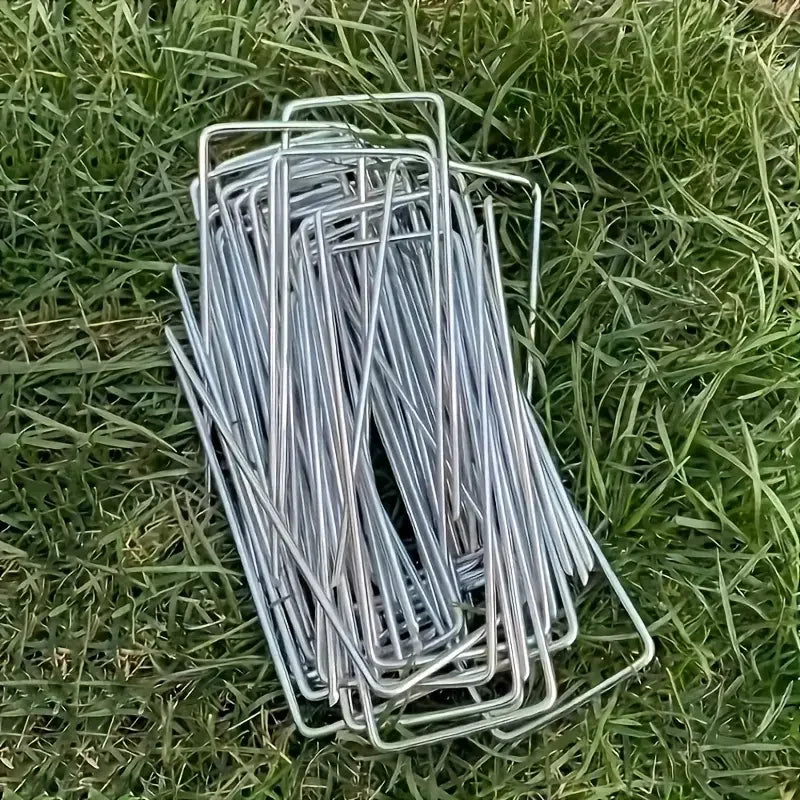 U-type Garden Staples Heavy-duty Fence Tubing Stakes Sod Pins Galvanized Landscape Spike for Holding Lawns Barrier Ground Nail