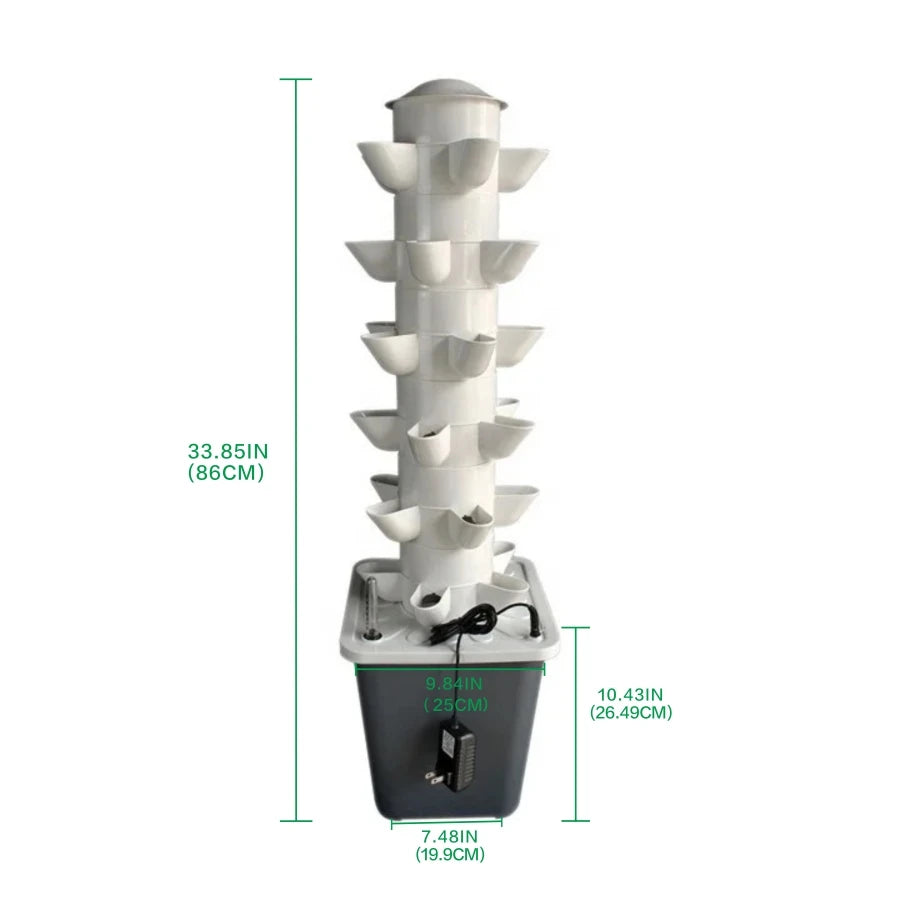 Système de Culture Hydroponique Mini Indoor/Outdoor - Jardin Vertical à 6 Niveaux, 30 Trous pour Herbes, Légumes et Plantes