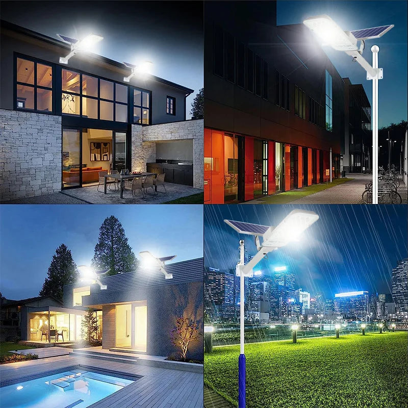 Super bright solar street lamp outdoor road lamp 6000mah, 7500K, IP65 waterproof, remote control, garden, playground, terrace.