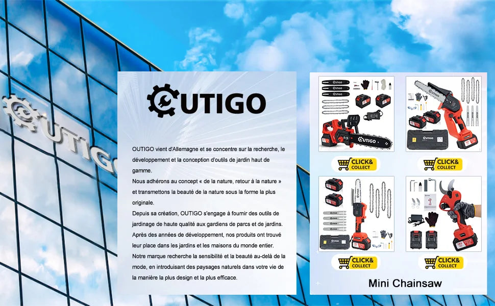 OUTIGO Sécateur Électrique à Fil, 40mm, avec Écran et 2 Batteries 3.0Ah pour Arbres Fruitier et Vignobles