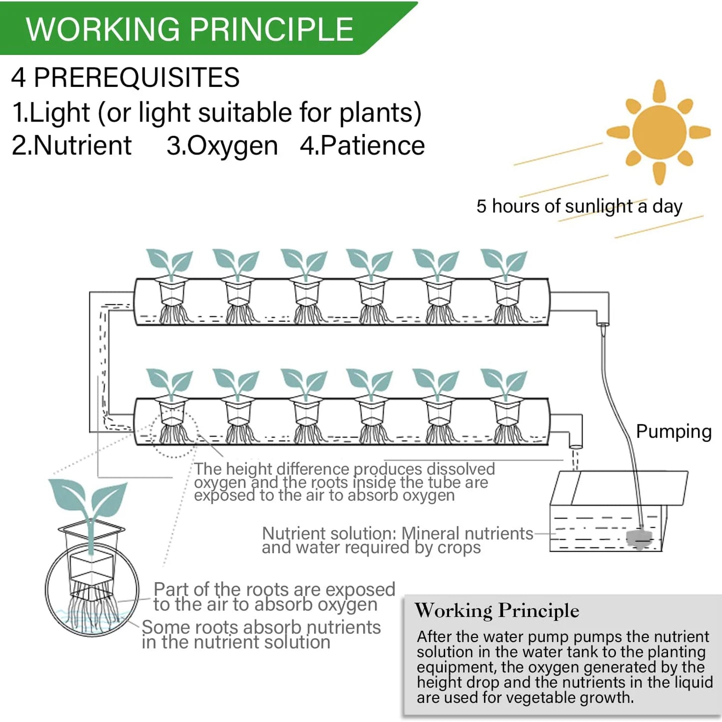 Système de Culture Hydroponique, Kit BHTNYOO à 3 Couches/108 Sites, Jardin Hydroponique pour Légumes et Herbes, Équipement de Culture en Tuyaux PVC