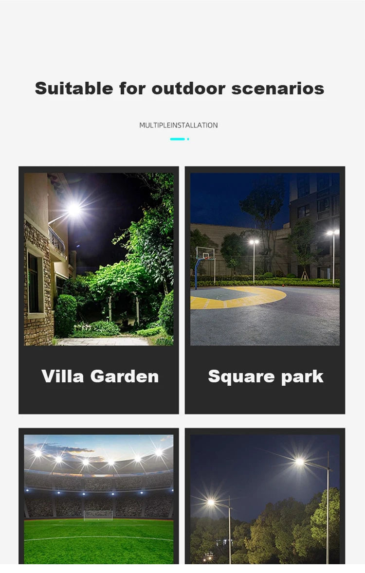 Super bright solar street lamp outdoor road lamp 6000mah, 7500K, IP65 waterproof, remote control, garden, playground, terrace.