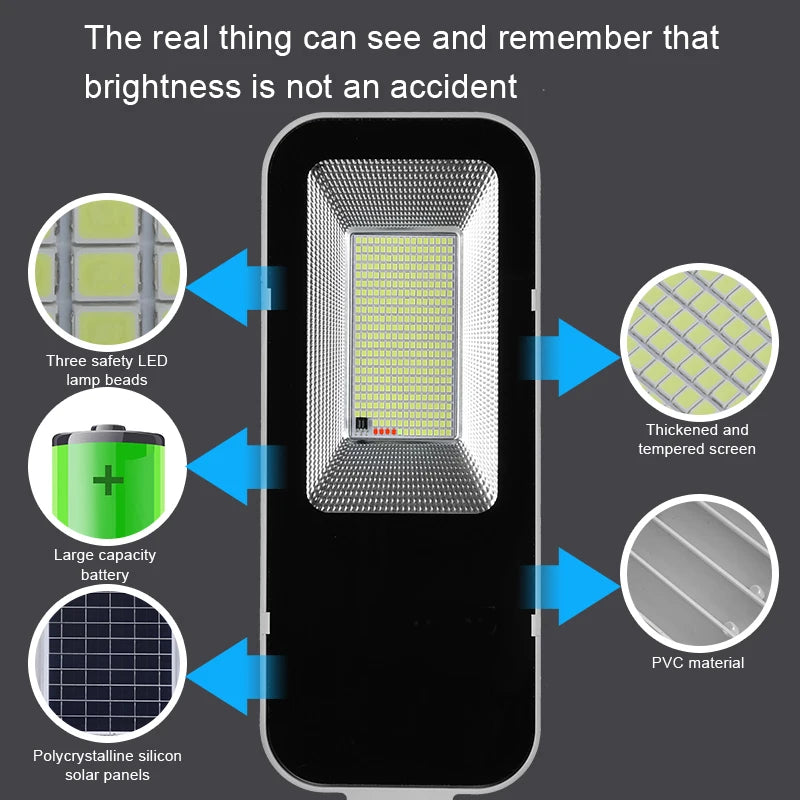 Super bright solar street lamp outdoor road lamp 6000mah, 7500K, IP65 waterproof, remote control, garden, playground, terrace.