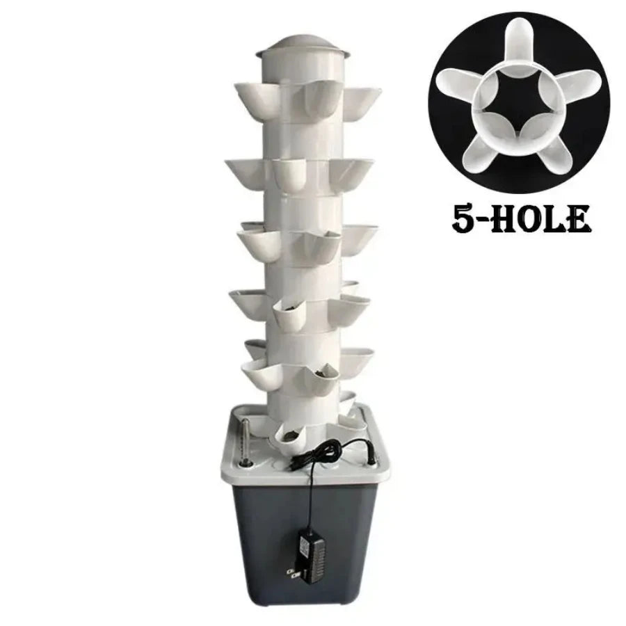 Système de Culture Hydroponique Mini Indoor/Outdoor - Jardin Vertical à 6 Niveaux, 30 Trous pour Herbes, Légumes et Plantes