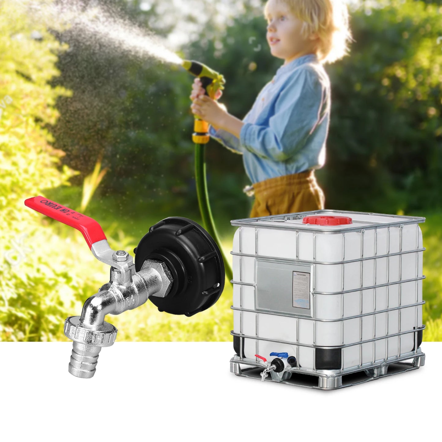 1PC Adaptateur de Robinet Durable pour Réservoir IBC S60*6 Filetage Gros, Remplacement de Valve pour Connexion 1/2'' 3/4'', Raccord de Robinet pour Jardin et Maison  SPÉCIFICATIONS :