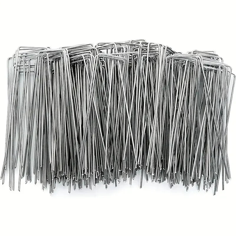 U-type Garden Staples Heavy-duty Fence Tubing Stakes Sod Pins Galvanized Landscape Spike for Holding Lawns Barrier Ground Nail