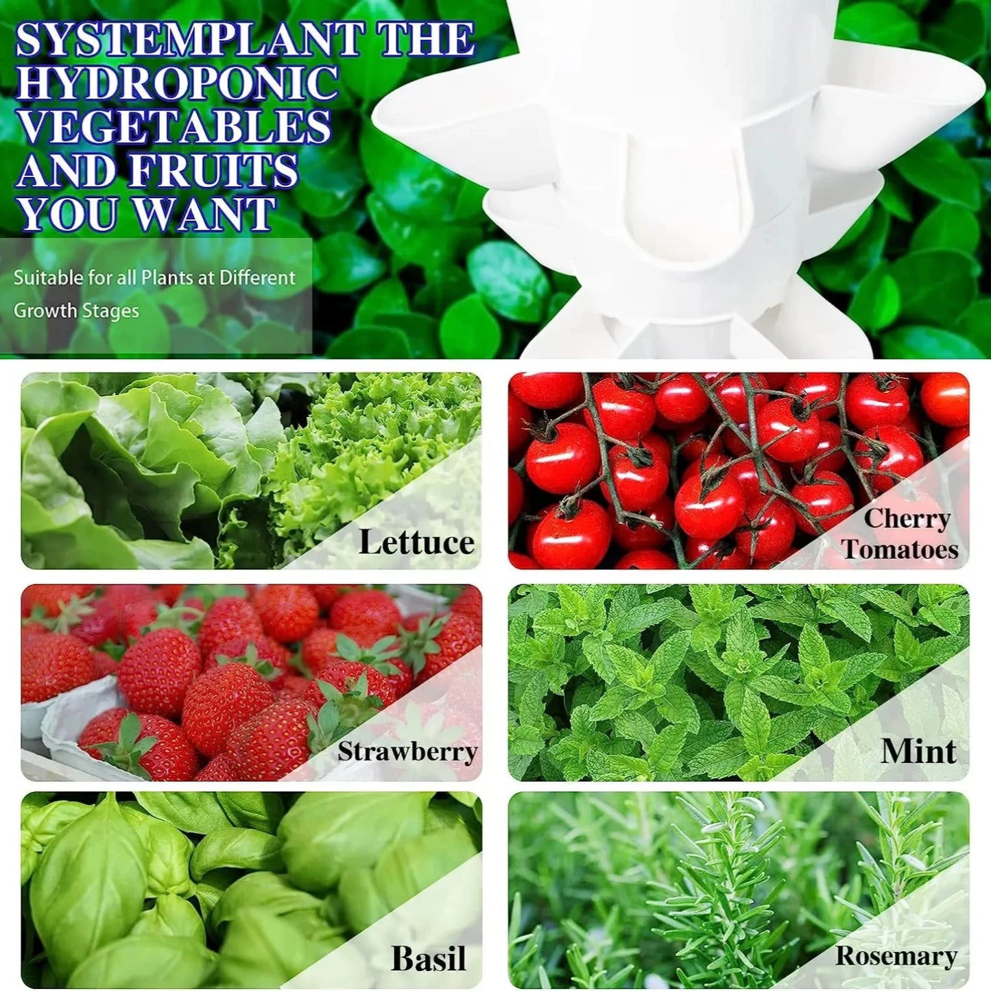 Système de Culture Hydroponique Mini Indoor/Outdoor - Jardin Vertical à 6 Niveaux, 30 Trous pour Herbes, Légumes et Plantes